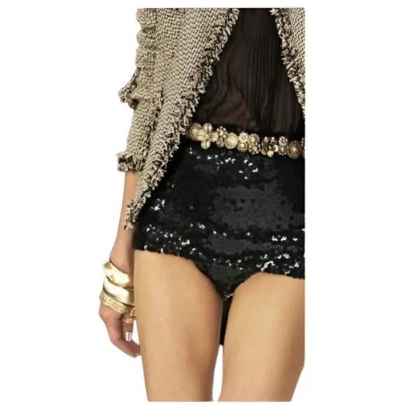 Amscan Women's Black Shiny Sequin Club Wear Shorts Size OS - Picture 1 of 9